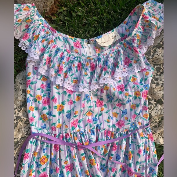 VINTAGE Oscar de la Renta Floral Summer Tea Dress - Picture 7 of 12